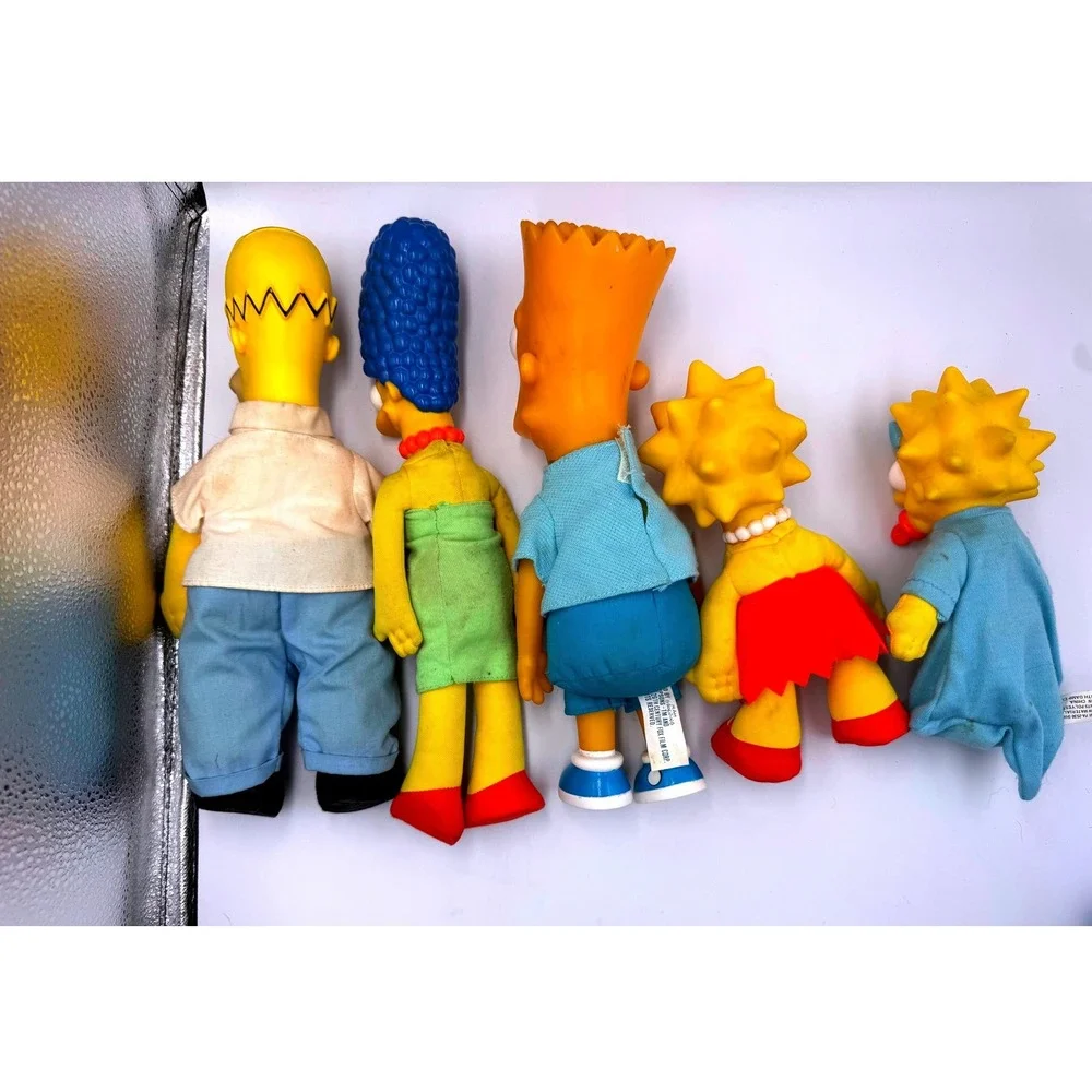 Vintage 1990 The Simpsons Plush Doll Set Matt Groening Vinyl Head Family Lot 5pc